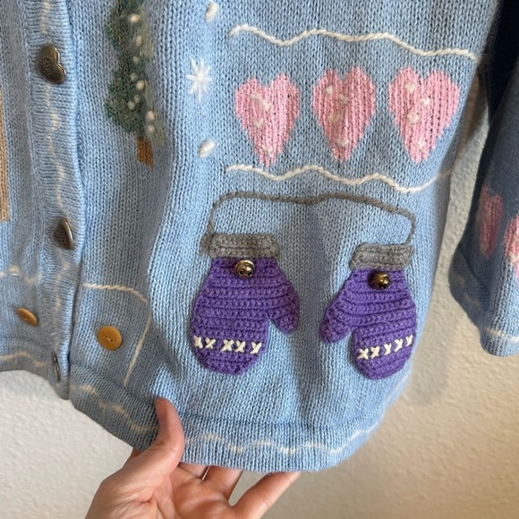 The Quacker Factory Women’s Large Winter Snowman Knitted Cardigan VTG Cabincore - Picture 7 of 10